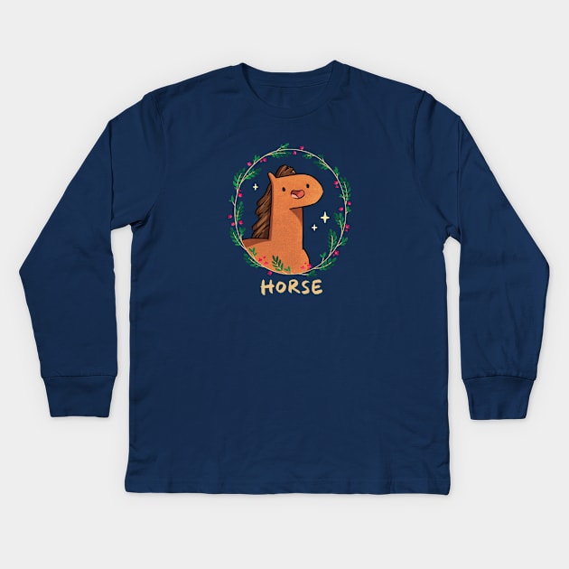 Horse. Kids Long Sleeve T-Shirt by Extra Ordinary Comics
